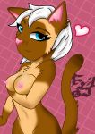  absurd_res anthro breasts digital_media_(artwork) dimple evilthabad felid feline female female_focus fur hi_res mammal nipples pink_nose simple_background solo 
