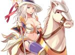  1girl blue_eyes breasts character_request collarbone defense_of_the_ancients dota_2 genderswap horse long_hair looking_at_viewer open_clothes open_mouth sieyarelow tagme white_background white_hair 