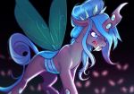  absurd_res changeling fan_character fangs green_hair hair hi_res imalou insect_wings my_little_pony queen_polistae sharp_teeth solo sparkles teeth wings 