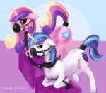  2019 aponty bdsm bondage bound chain cutie_mark duo equid female feral friendship_is_magic gag hair hi_res horn male mammal multicolored_hair my_little_pony princess_cadance_(mlp) shining_armor_(mlp) tail_wraps unicorn winged_unicorn wings wraps 