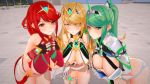 3d 3girls angry bangs blonde_hair boots breasts building concrete custom_maid_3d_2 elbow_gloves gem gloves green_eyes green_hair highres hikari_(xenoblade_2) homura_(xenoblade_2) jewelry large_breasts long_hair looking_at_viewer multiple_girls nervous nintendo nipples nude panties plant pneuma_(xenoblade_2) ponytail pose red_eyes red_hair shoulder_armor shy spoilers standing staring swept_bangs thigh_strap tyrving underwear very_long_hair window xeno_(series) xenoblade xenoblade_(series) xenoblade_2 yellow_eyes 