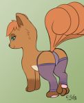  2019 ami_(ellistia) butt canid canine clothed clothing digital_media_(artwork) ellistia female feral hi_res legwear lingerie looking_back mammal multi_tail nintendo panties pawpads paws pok&eacute;mon pok&eacute;mon_(species) presenting presenting_hindquarters simple_background smile solo toes underwear video_games vulpix 