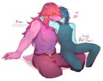  &lt;3 2019 anthro blush clothed clothing deltarune digital_media_(artwork) female hair human kosafordraw kris_(deltarune) male mammal reptile scalie simple_background susie_(deltarune) video_games 