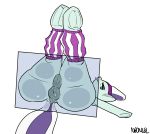 anus butt clothing coloratura_(mlp) female feral friendship_is_magic looking_at_viewer lying my_little_pony neoncel on_back presenting puffy_anus pussy sketch solo tongue underhoof 