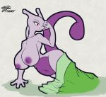  big_breasts breasts female fours_(artist) legendary_pok&eacute;mon mewtwo nintendo pok&eacute;mon pok&eacute;mon_(species) video_games waking_up 