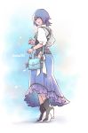  1girl absurdres aqua_(kingdom_hearts) bag blue_hair boots dress high_heel_boots high_heels highres kingdom_hearts lips short_hair 