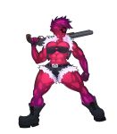  2019 belt big_breasts boots breasts clothed clothing digital_media_(artwork) faceless female fingerless_gloves footwear fur gloves gun hair hi_res humanoid jacket muscular not_furry novakid ranged_weapon shorts solo standing standing_tough starbound video_games weapon 