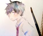  migii_(tenra_banshou) necktie red_neckwear sarazanmai traditional_media watercolor_pencil_(medium) yasaka_kazuki 