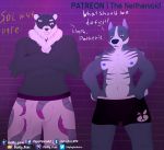 absurd_res baereyan beard canid canine canis clothed clothing collaboration daddy_pone domestic_dog facial_hair fluffy hairy hi_res male male/male mammal muscular nipples partially_clothed scar size_difference smile smirk tattoo the_neithervoid ursid ursion 