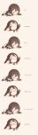  1girl :o =_= absurdres bangs begging black_hair black_legwear blue_hair blue_ribbon blush boots brown_background brown_footwear brown_hair brown_neckwear brown_pants brown_shirt chibi closed_mouth crying eyes_closed girls_frontline hair_between_eyes hair_ornament hair_ribbon hairclip highres jericho_(girls_frontline) korean_text long_hair long_sleeves low_twintails lying military military_uniform multicolored_hair necktie on_stomach open_mouth outstretched_arms pants pantyhose parted_lips ribbon sad shirt short_necktie simple_background solid_oval_eyes streaked_hair tears translation_request twintails uniform user_xkew2474 wavy_mouth white_background 
