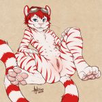  1:1 2019 4_toes antiroo cuntboy digital_media_(artwork) felid feline hair hi_res intersex male mammal multi_nipple nipples pantherine paws pussy red_hair stripes tiger toes 