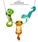  ambiguous_gender blep blue_eyes blue_scales chain cryptid-creations feral gecko green_scales group humor jewelry lizard necklace orange_scales pun reptile scales scalie simple_background tan_scales tongue tongue_out visual_pun white_background yellow_eyes 