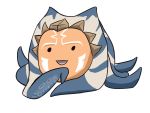  1girl ahsoka_tano alien black_eyes chibi commentary facial_tattoo no_humans no_pupils orange_skin parody prehensile_hair raikoh14 solo star_wars star_wars:_the_clone_wars takoluka tattoo tentacle_hair togruta vocaloid 