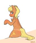  blush butt female feral friendship_is_magic hi_res looking_back ms._harshwhinny_(mlp) my_little_pony neoncel sitting solo suntan tan_line 