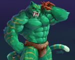  2019 5:4 abs absurd_res anthro battle_cat biceps bulge clothing fangs felid feline felis fur hi_res loincloth male mammal masters_of_the_universe muscular muscular_male navel pantherine pecs solo veiny_muscles waddledox 