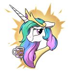  2019 absurd_res alpha_channel cup digital_media_(artwork) english_text equid eyelashes female feral friendship_is_magic hi_res horn mammal my_little_pony princess_celestia_(mlp) selenophile simple_background smile solo text transparent_background unicorn 