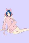  1girl animal_ears animal_hood animal_hoodie aqua_(kingdom_hearts) bare_shoulders breasts cat_ears detached_sleeves hood kingdom_hearts solo 