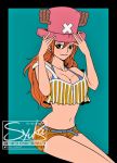 1girl :p artist_request breasts butt_crack cleavage female hat highres hip_focus large_breasts long_hair looking_at_viewer nami_(one_piece) one_piece orange_hair solo syuka tattoo thighs tongue tongue_out 