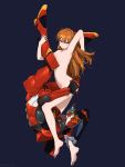  1girl 1other ankle_grab arm_up ass_grab breasts brown_hair eva_02 eyepatch eyepatch_removed highres long_hair looking_at_viewer mecha neon_genesis_evangelion nude rebuild_of_evangelion simple_background soryu_asuka_langley turbo_engine_(rakugaki_tabo) 