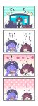  ... /\/\/\ 2girls 4koma :d :o ahoge bangs bare_shoulders black_headwear blue_hair blue_shirt blush bow brown_hair closed_mouth comic commentary_request controller fang flying_sweatdrops game_controller hair_between_eyes hair_bow halftone halftone_background hand_to_own_mouth hand_up hat headgear heart highres holding japanese_clothes kimono long_sleeves milkpanda multiple_girls nose_blush open_mouth otomachi_una sailor_collar sailor_shirt shirt sleeveless sleeveless_shirt sleeves_past_fingers sleeves_past_wrists smile striped striped_bow television touhoku_kiritan translation_request twintails vocaloid voiceroid white_kimono white_sailor_collar 