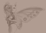  4_fingers antennae_(anatomy) anthro arthropod biped breasts digital_drawing_(artwork) digital_media_(artwork) female grey_background insect insect_wings lepidopteran monochrome moth napalm_express nude portrait side_view simple_background sketch solo three-quarter_portrait wings 