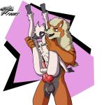  anal animal_genitalia animal_penis arcanine canine_penis cum cum_in_ass cum_inside fours_(artist) full_nelson furfrou girly hi_res knot larger_male male male/male nintendo penis pok&eacute;mon pok&eacute;mon_(species) size_difference video_games 