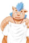  2019 anthro belly clothing gouryou humanoid_hands kiyo male mammal mohawk_(disambiguation) overweight overweight_male shirt simple_background solo suid suina sus_(pig) tokyo_afterschool_summoners topwear tusks video_games white_background wild_boar 
