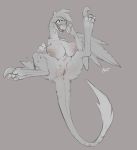  anus big_breasts blush breasts dinosaur dromaeosaurid female feral greyscale hi_res monochrome nipples open_mouth pussy reptile scalie solo spread_legs spreading theropod thick_thighs yogoat 
