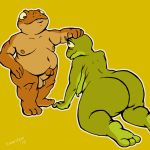 1:1 amphibian anthro bald balls belly boardom breasts butt duo erection frog green_skin hi_res male moobs navel non-mammal_breasts overweight penis slightly_chubby soles 