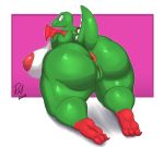  absurd_res anthro anus areola big_breasts breasts butt dig_dug dragon female fygar hi_res huge_breasts nipples nude pussy rear_view redmoon83 solo thick_thighs wide_hips 