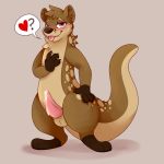  &lt;3 1:1 balls blush cum digital_media_(artwork) erection gritsnshit hi_res looking_at_viewer lutrine male mammal mustelid nude penis simple_background smile solo tongue 