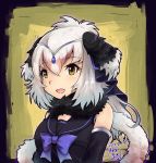  2019 amethyst_(gem) animal_humanoid armwear avian avian_humanoid bare_shoulders biped bird black_armwear black_border black_clothing black_feathers black_shirt black_topwear black_wings boa_(clothing) border bow bust_portrait circlet clothed clothing common_ostrich_(kemono_friends) cynthia_koko detached_sleeves digital_drawing_(artwork) digital_media_(artwork) eyebrow_through_hair eyebrows eyelashes feathered_wings feathers female gem green_background hair head_wings humanoid kemono_friends light_skin long_hair multicolored_feathers open_mouth open_smile ostrich_humanoid outside_border portrait ratite ratite_humanoid ribbons scarf shirt silver_(metal) silver_jewelry simple_background smile solo tan_skin topwear translucent translucent_hair two_tone_feathers two_tone_wings undershirt white_feathers white_hair white_wings wings yellow_eyes 