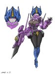  1girl absurdres autobot black_sclera bow bowtie breasts dated exacto_knife fusion highres hips knife large_breasts mecha mecha_girl optimus_prime optimus_prime_(sg) robot shinjou_akane ssss.gridman transformers transformers_shattered_glass wide_hips 