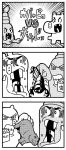  3koma ac-bu_(style) animal arachnid bkub bobunemimimmi clenched_teeth comic commentary_request emphasis_lines fangs greyscale halftone hand_on_another&#039;s_face highres hippopotamus holding monochrome no_humans open_mouth parody poptepipic scorpion shaded_face simple_background style_parody sweat teeth translation_request white_background 