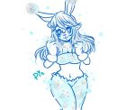  &lt;3 &lt;3_eyes 2019 anthro blue_fur blush breasts bubble carrot clothed clothing digital_media_(artwork) dovey_quill female food fur gloves hair lagomorph leporid lips mammal monochrome multicolored_fur open_mouth paws punnerbunner rabbit simple_background smile solo usawa_fuwakaru vegetable white_fur 
