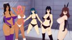  3d 5girls annerose_vajra bra crossover dark_skin highres igawa_asagi ingrid_(taimanin_asagi) koutetsu_no_majo_anneroze lilith-soft lingerie long_hair mizuki_shiranui multiple_girls pink_hair taimanin_(series) taimanin_asagi taimanin_yukikaze underwear 