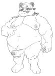  2019 absurd_res alp_(tas) anthro balls belly blush clothing erection eyes_closed giant_panda hat headgear headwear hi_res humanoid_hands humanoid_penis male mammal moobs navel nipples nsfwnudo overweight overweight_male penis simple_background solo tokyo_afterschool_summoners tongue tongue_out ursid video_games white_background 