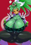  &lt;3 :d big_breasts blaster_master blush bodysuit bra breasts butt camel_toe clothing crouching eyewear female flora_fauna flower gesture goggles green_skin hi_res huge_breasts humanoid kanna_(blaster_master) one_eye_closed plant plant_humanoid simple_background skinsuit solo spandex spread_legs spreading sssonic2 thick_thighs tight_clothing underwear v_sign video_games wink zipper 