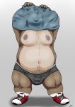  2019 anthro belly bulge clothing hi_res lakalando male mammal moobs navel nipples overweight overweight_male shirt simple_background solo topwear underwear undressing ursid 