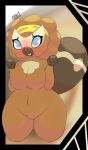  2019 anthro artesjsc bibarel big_breasts big_butt big_tail blue_eyes breasts butt digital_media_(artwork) female fur mammal nintendo nude pok&eacute;mon pok&eacute;mon_(species) rodent smile solo teeth thick_thighs video_games 