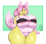  absurd_res areola big_breasts big_butt bra breasts butt clothing felid feline fur hi_res huge_breasts huge_butt mammal pussy redmoon83 short_stack thick_thighs underwear wide_hips yellow_fur 