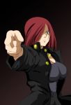  absurdres big_breasts black_clothes highres jojo_pose pose red_hair tagme 
