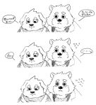  2017 anthro black_nose canid canine canis clothing comic crying cu_sith_(tas) domestic_dog duo jambavan japanese_text l3l_3l male mammal scarf shirt tears text tokyo_afterschool_summoners topwear ursid video_games 