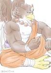  abs anthro biceps brown_feathers clothed clothing dice feathers gandharva male multicolored_feathers muscular muscular_male pecs smile solo srw225we tokyo_afterschool_summoners two_tone_feathers video_games white_feathers wings 