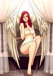  angel blush breasts cleavage clothed clothing doctorzexxck female humanoid looking_at_viewer not_furry solo winged_humanoid wings 
