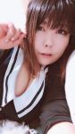  1girl asian breasts brown_eyes brown_hair fat highres huge_breasts luu_(cosplayer) photo solo 