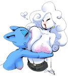  &lt;3 2019 anthro bear_hug big_breasts blush breast_suck breastfeeding breasts cartoon_network clothed clothing dbaru domestic_cat duo ear_piercing ear_ring felid feline felis female fur mammal mature_female milk nicole_watterson nipples open_mouth pants piercing simple_background sucking the_amazing_world_of_gumball topless voluptuous white_background yuki_yoshida 