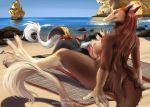  2019 anthro beach big_breasts breasts claws clenched_teeth detailed_background dickgirl dickgirl/female digital_media_(artwork) duo erection eye_contact female fur hair hi_res intersex intersex/female larger_female looking_at_another looking_at_partner male nipples nude open_mouth oral outside penis seaside sergal sex sex_on_the_beach sitting size_difference smaller_male strigiformes teeth toe_claws toes tongue water 