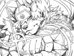  4:3 anthro bow canid canine canis gamma-g hair headgear looking_at_viewer male mammal solo tattoo temujin tokyo_afterschool_summoners video_games wolf 