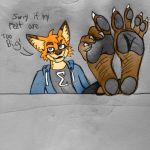  1:1 4_toes anthro big_feet canid canine claws clothed clothing feet foot_focus fox fully_clothed hoodie humanoid_feet low_res mammal pawpads solo thieving_fox toes 